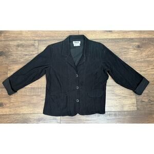 Flax Jacket Women Black Corduroy Blazer 3 Button Equestrian Old Money Cotton S